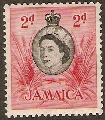 Jamaica 1956 2d Black and carmine-red. SG161.