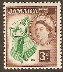 Jamaica 1956 3d Emerald and red-brown. SG163.