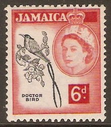 Jamaica 1956 6d Black and deep rose-red. SG166.