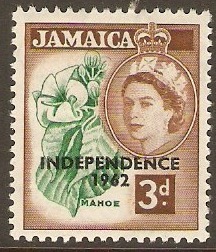 Jamaica 1962 3d Emerald and red-brown. SG184.