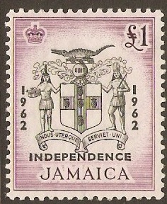 Jamaica 1962 1 Black and purple. SG192.
