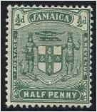 Jamaica 1905 d. Dull Green. SG38b.