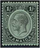 Jamaica 1912 1s. Black on Green Paper. SG65.