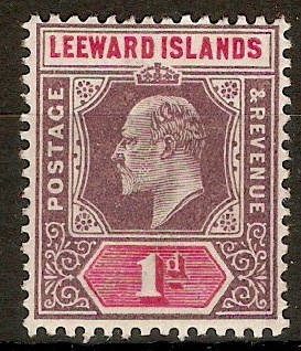 Leeward Islands 1902 1d Dull purple and carmine. SG21.