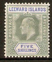 Leeward Islands 1902 5s Green and blue. SG28.