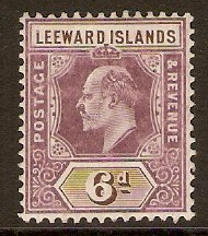 Leeward Islands 1905 6d Dull purple and brown. SG34.