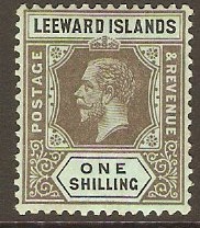 Leeward Islands 1912 1s Black on green. SG54.