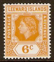 Leeward Islands 1954 6c Yellow-orange. SG132.