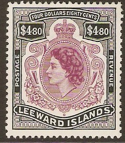 Leeward Islands 1954 $4.80 Brown-purple and black. SG140.
