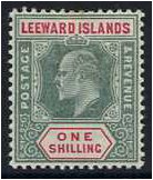 Leeward Islands 1902 1s Green and carmine. SG26.