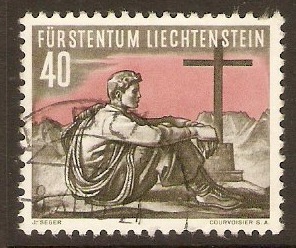 Liechtenstein 1955 40r Mountain Sports series. SG335.