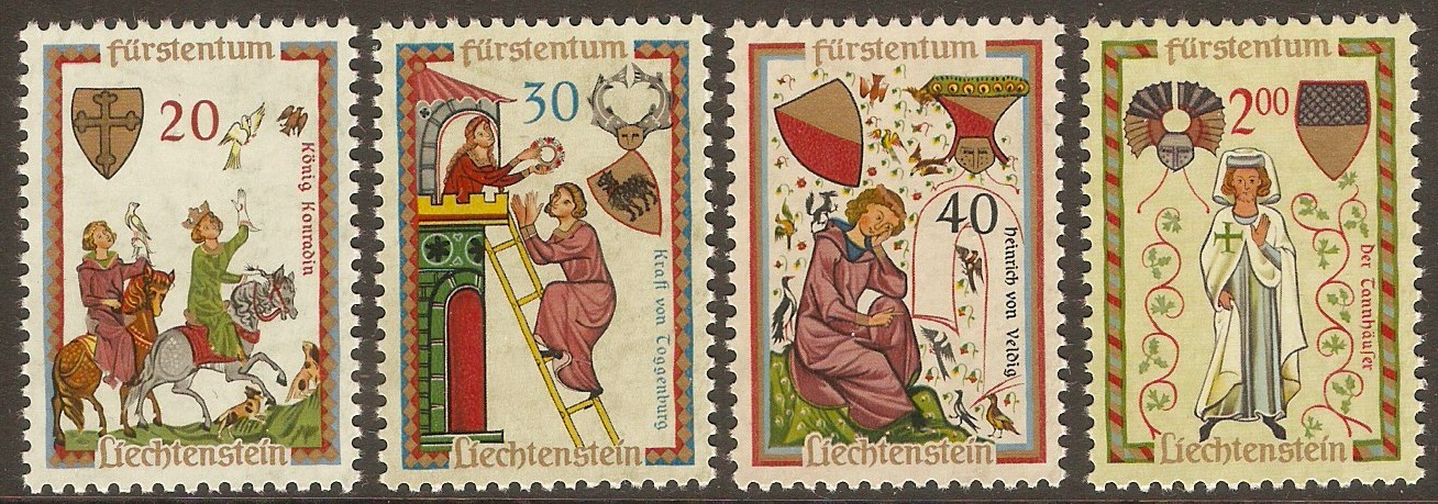 Liechtenstein 1962 Minnesingers set - 2nd. Issue. SG415-SG418.