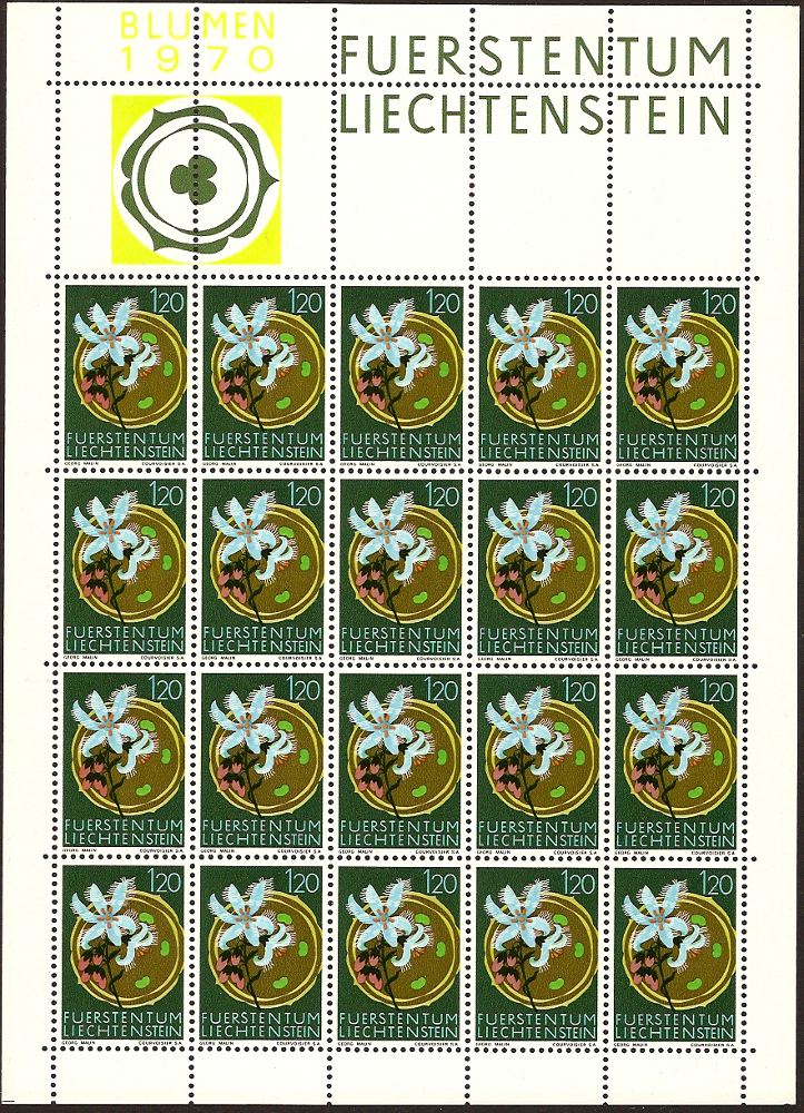 Liechtenstein 1970 Nature Conservation Sheet. SG522.
