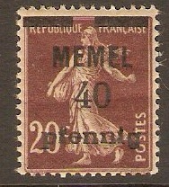 Memel 1920 40pf on 20c Brown. SG19.