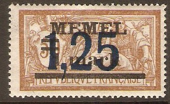 Memel 1921 1,25 on 1m on 50c Brown and lilac. SG47.