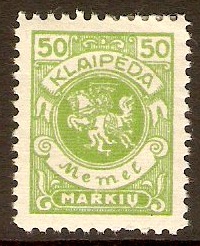 Memel 1923 50m Green. SG22.