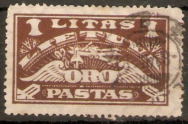 Lithuania 1924 1l Brown Air Stamp. SG226.