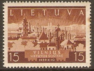 Lithuania 1940 15c Brown - Recovery of Vilnius. SG445.