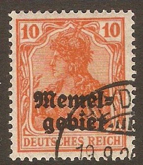 Memel 1920 10pf Orange. SG27.