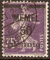 Memel 1921 50pf on 35c Violet. SG5.