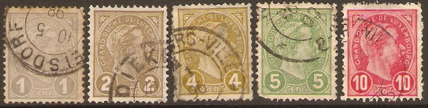 Luxembourg 1895 Definitive set. SG152-SG156.