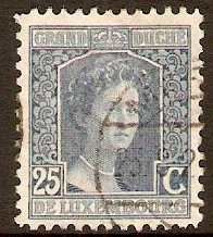 Luxembourg 1914 25c Blue - Grand Duchess Adelaide series. SG177. - Click Image to Close