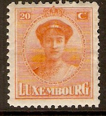 Luxembourg 1921 20c Red-orange. SG199.
