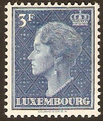 Luxembourg 1948 3f blue. SG521b.