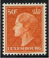 Luxembourg 1948 50c Red-orange. SG515c.