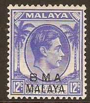 Malaya (BMA) 1945 12c Bright ultramarine. SG10.