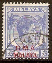 Malaya (BMA) 1945 15c Blue. SG12b.