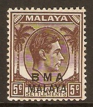 Malaya (BMA) 1945 5c Brown. SG5.