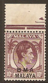 Malaya (BMA) 1945 10c Purple. SG8.