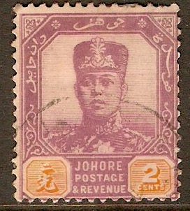 Johore 1910 2c Dull purple and orange. SG79.