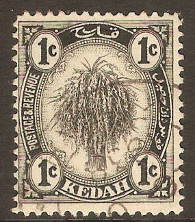 Kedah 1922 1c Black. SG52.