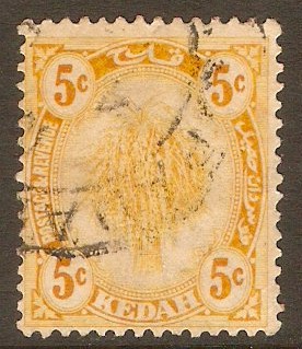 Kedah 1922 5c Yellow. SG55.