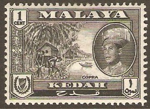 Kedah 1959 1c Black. SG104.