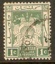 Kelantan 1921 1c Dull green. SG14.