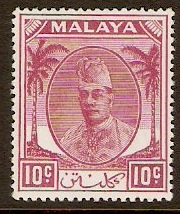 Kelantan 1951 10c Magenta. SG69.