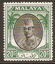Kelantan 1951 20c Black and green. SG72.