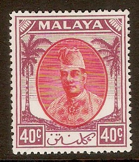 Kelantan 1951 40c Red and purple. SG77.