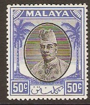 Kelantan 1951 50c Black and blue. SG78.