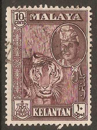 Kelantan 1961 10c Deep maroon - Cultural series. SG101.
