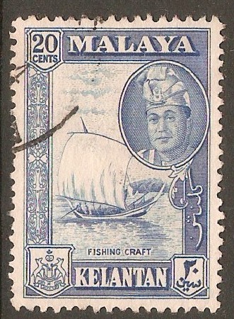 Kelantan 1961 20c Blue - Cultural series. SG102.
