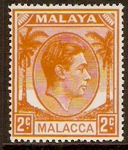 Malacca 1949 2c Orange. SG4.