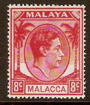 Malacca 1949 8c Scarlet. SG8. - Click Image to Close
