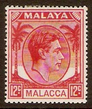 Malacca 1949 12c Scarlet. SG9a.