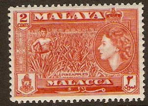 Malacca 1957 2c Orange-red. SG40.