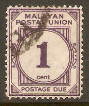 Malayan Postal Union 1951 1c Violet Postage Due. SGD14.