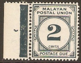 Malayan Postal Union 1951 2c Deep slate-blue Postage Due. SGD15.